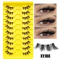 10 Paar halbe künstliche Wimpern unsichtbares transparentes Band Segment Lashes Make-up - Halb Angelschnur Stil (XYJ08) / 10 Paare Set