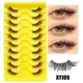 Falsche Wimpern halbe Wimpern transparentes Band natürlicher Look für Augen Make-up Set - Halb Angelschnur Stil (XYJ09) / 10 Paare Set