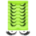 7 Paar künstliche Wimpern geschwungene Cat Eye natürliche dicke Augen Make-up Tool Neu - Grüne Schale Stil (H2) / 7 Paare Set