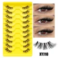 Halbe künstliche Wimpern Set unsichtbares Band 10 Paar natürlicher Look Alltagsmake-up - Halb Angelschnur Stil (XYJ10) / 10 Paare Set