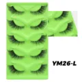 Flauschige künstliche Wimpern Set mit grünem Kunststoff-Tablett dichte natürliche Wimpern. - Messy-Stil (YM26-L) / 5 Paare (Grünes Tablett)