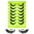 7 Paare flauschige künstliche Wimpern Set, natürliches Volumen Katzenauge Wimpern mit grünem Tablett. - Grüne Schale Stil (SA01) / 7 Paare Set
