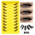 10 Paar Halbe Künstliche Wimpern Unsichtbares Band Natürliche Augen Make-up Set XYJ12 - Halb Angelschnur Stil (XYJ12) / 10 Paare Set