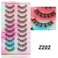 10 Paar künstliche Wimpern dramatisches Volumen Make-up Schönheitswerkzeug Set Schale - Europäischer Dicker Geschwungener Stil (TM10-202) / 10 Paare Set