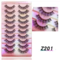10 Paar künstliche Wimpern dramatisches Volumen gelockte Wimpern Make-up Set Tray. - Europäischer Dicker Geschwungener Stil (TM10-201) / 10 Paare Set