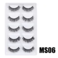 Flauschige künstliche Wimpern im Set, dramatisch dichte, handgemachte Augenwimpern. - Hauchzarter Flauschiger Stil (MS06) / 5 Paar Set