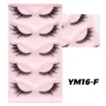 Großhandel flauschige künstliche Wimpern Multipack mit rosa Tablett YM16-F natürlich - Messy-Stil (YM16-F) / 5 Paare (Rosa Tablett)