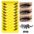 10 Paar halbe künstliche Wimpern natürliche transparente Band Wimpernverlängerung Make-up - Halb Angelschnur Stil (XYJ13) / 10 Paare Set