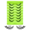 7 Paar Katzenauge Künstliche Wimpern Flared Volumen Wimpern Natur Weich Make-up Beauty Tool SA02 - Grüne Schale Stil (SA02) / 7 Paare Set