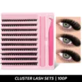 100P Cluster Wimpern Extensions Set mit Applikator und Pinzette für professionelles Augen Make-up. - 10 Reihen Heißversiegelt Mit Werkzeugen-100P