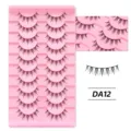 10 Paar Cluster künstliche Wimpern Set mit rosa Schale, natürlicher Look Make-up - DA12-Stil (DA12) / 10 Paare Set