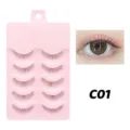 5 Paar künstliche Wimpern natürlicher Alltagslook rosa Hängekarte Variante C01 Make-up - Stil C01 / 5 Paar Set