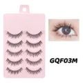 5 Paar Natürliche Künstliche Wimpern mit Rosa Hängekarte Alltag Make-up Augenwimpern - GQF03 Baumwollstiel-Stil / 5 Paar Set