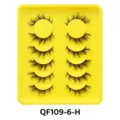 6 Paar Dichte Künstliche Wimpern mit Gelbem Tablett Make-up Natürlicher Look Schönheitswerkzeuge - Geflügelter Dichter Stil (QF109-6-H) / 6er-Set / Gelbes Tablett