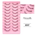 10 Paar Pink Schale Falsche Wimpern Natuerliche Leichte Streifen Make-Up Variante - Schmetterlingsflügel-Stil (XHY) / 10 Paare Set