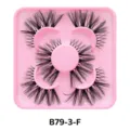Rosa Schale dichte spitz Falsche Wimpern, natürlicher Look Angelschnitt Manga Stil Variante. - Rosa Tablett Stil (B79-3-F)