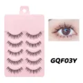 5 Paar künstliche Wimpern mit rosa Schale als Variante, ideal für tägliches Make-up. - GQF03 Transparenter Stiel-Stil / 5 Paar Set