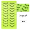 10 Paar Künstliche Wimpern Natürliche Dünne Volumen Falsche Wimpern Make-Up Werkzeug - Hirschhorn-Stil (XLJ) / 10 Paare Set
