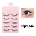5 Paar künstliche Wimpern mit rosa Verpackung, natürlicher Stil für das tägliche Make-up. - GQF026 Baumwollstiel-Stil / 5 Paar Set