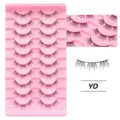 Rosa kuenstliche Wimpern Tray 10 Paare natuerlicher Look Make-up Variante YD Kosmetik Set - Wolken-Stil (YD) / 10 Paare Set