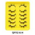 6 Paare flauschige künstliche Wimpern Set mit gelbem Tablett dichte Wimpern für Make-up - Dramatischer Dichter Stil (QF112-6-H) / 6er-Set / Gelbes Tablett