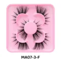 Künstliche Wimpern Set, dicker und natürlicher Stil mit bequemem Angelschnur-Stiel. - Rosa Tablett Stil (MA07-3-F) / 3er Set