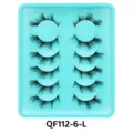 6 Paar Flauschige Falsche Wimpern Dramatische Volumen Dichte Künstliche Wimpern Blaue Schale - Dramatischer Dichter Stil (QF112-6-L) / 6er-Set / Blaues Tablett
