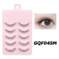 5 Paar künstliche Wimpern rosa Karte natürlicher Look Alltags-Make-up Kosmetik Zubehör - GQF045 Baumwollstiel-Stil / 5 Paar Set