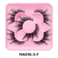 Künstliche Wimpern 3 Paar Dicke Natürliche Fluffy Wimpern Durchsichtiges Band Make-up - Rosa Tablett Stil (MA016-3-F) / 3er Set