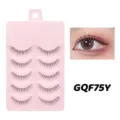 5 Paare Künstliche Wimpern Natürliches Alltags-Make-up Weiche Synthetische Wimpern Rosa - GQF75 Transparenter Stiel-Stil / 5 Paar Set
