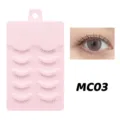 Natürliche künstliche Wimpern 5er Set mit rosa Verpackungskarte und Augenpräsentation für Make-up. - MC03 Stil / 5 Paar Set