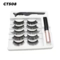 Magnetische künstliche Wimpern Set mit 5 Paar, Eyeliner Stift und Applikator CT508. - Dichter Stil (CT508) / 5 Paar Set