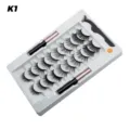 Magnetische künstliche Wimpern Set mit 10 Paaren dicken Wimpern und 2 flüssigen Eyeliner. - K1