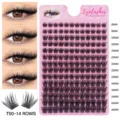 Segmented false eyelashes natural soft light multi-size clusters DIY eye makeup extension strips. - T50-14 Rows