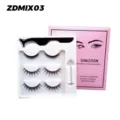 Kit de faux cils autocollants DINGSEN avec trois paires, une pince et des bandes de colle. - Style Mixte (ZDMIX03) / Trois Paires Bandes Auto-adhésives Mixtes