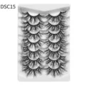 Detailansicht von fluffigen dramatischen langen künstlichen Wimpern auf Palette für Make-up. - Struppiger Langer Stil (DSC15) / 7 Paare Set