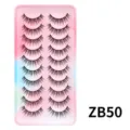 10 Paar künstliche Wimpern natürliches Nude Cosplay Make-up Stil verpackt Set ZB50 - 10 Paare (ZB50)