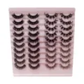 20 Paar russische Volumen künstliche Wimpern flauschig dicke Fake Lashes Display Box - Stil H003 / 20 Paar Rosa Stufentablett