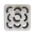 Flauschige dramatische künstliche Wimpern im Set mit weißer Schale, geschwungenes Design. - DSD05 Stil / 5 Paar Set