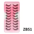 10 Paar natürliche nude COS Kunstwimpern in rosa Schale, leichtes Make-up Wimpernset. - 10 Paare (ZB51)