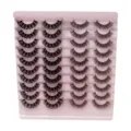 Künstliche Wimpern Set, dichte geschwungene Fake Eyelashes auf rosa Palette, Großpackung. - Stil H004 / 20 Paar Rosa Stufentablett