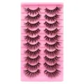 10 Paar Künstliche Wimpern Set Rosa Schale L Schwung Natürlich Dichte Make-up Werkzeuge - LD05 Stil