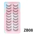 10 Paar Natuerliche Falsche Wimpern Palette Farbverlauf Rosa Blau Weich Duenner Band Make-up - 10 Paare (ZB08)