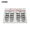 10 Pairs Magnetic Eyelashes Set with Eyeliner and Applicator Tool Reusable Fake Lashes - Horizontal Row Magnetic Eyelashes (CT101)