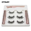 Magnetisches künstliche Wimpern Set mit 3 Paaren, 2 Eyeliner Stiften und Applikator Werkzeug. - Regulärer Stil (CT3S01)