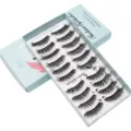 10 Paar künstliche Wimpern natürliche Volumen handgemachte weiche Make-up Beauty Set - Natürlicher Dicker Stil (W015)