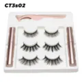 Magnetisches Wimpernset mit 3 Paar wiederverwendbaren künstlichen Wimpern, Eyeliner und Tool. - Regulärer Stil (CT3S02)