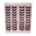 Künstliche Wimpern Set flauschiges Volumen dichte künstliche Wimpern mit rosa Display Tray. - Stil H010 / 20 Paar Rosa Stufentablett