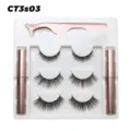 Magnetisches künstliches Wimpern Set mit drei Paaren, Roségold Applikator und Tuben. - Regulärer Stil (CT3S03)