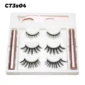 Magnetisches Wimpernset mit drei Paar wiederverwendbaren falschen Wimpern und Eyeliner. - Regulärer Stil (CT3S04)